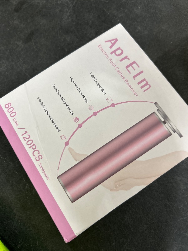 Photo 1 of AprElm 4.8IN Longer Electric Foot Callus Remover with 120pcs Sandpaper Discs, Professional Aluminum Callus Remover for Feet, Stepless Speed Control Pedicure Tools for Dead Skin (Pink-pro)