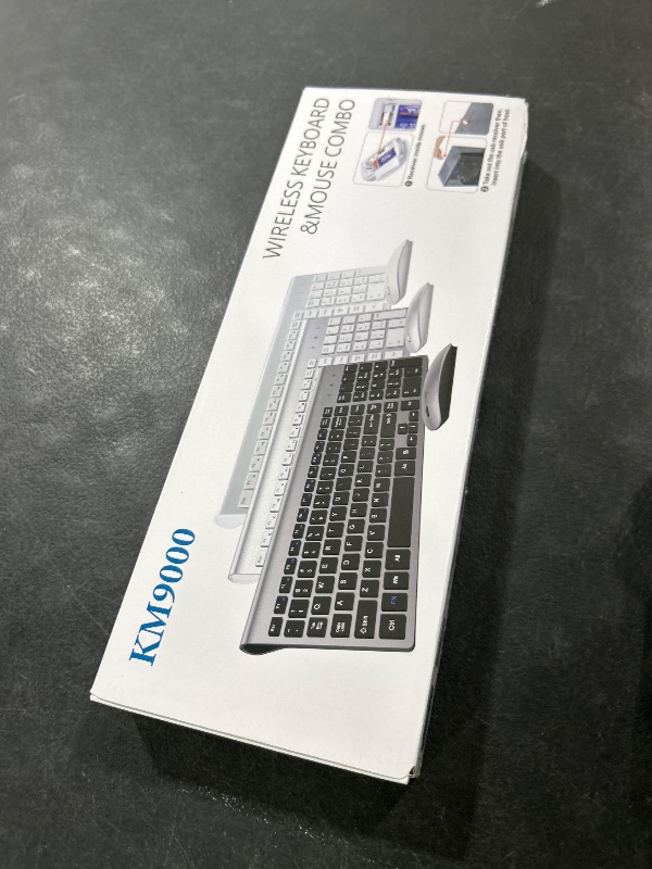 Photo 1 of Wireless Keyboard and Mouse Ultra Slim Combo, TopMate 2.4G Silent Compact USB 2400DPI Mouse and Scissor Switch Keyboard Set with Cover, 2 AA and 2 AAA Batteries, for PC/Laptop/Windows/Mac-Purple Black