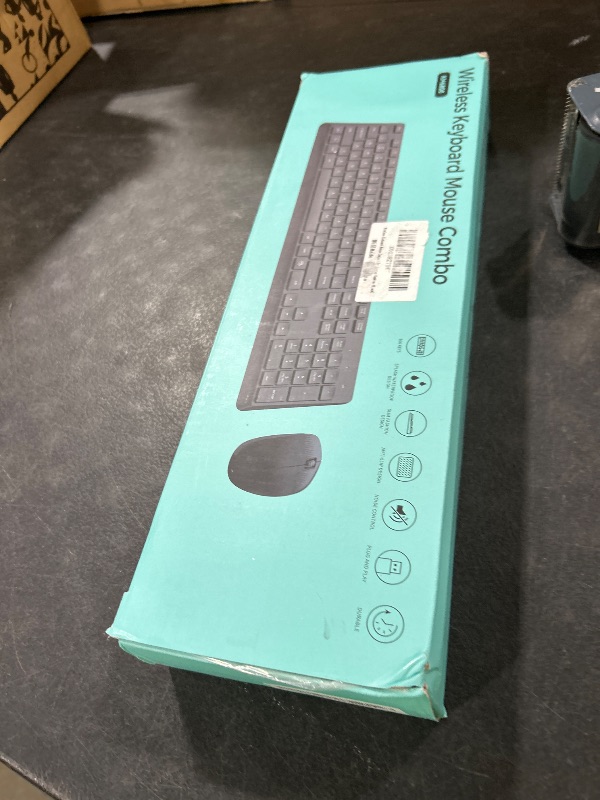 Photo 1 of Wireless Keyboard and Mouse Combo for Windows, 2.4G Full-Sized External Cordless Computer Keyboard Mouse Combo for Laptop PC Desktop Chrome Mac, Number Pad 1600 DPI Silent Mouse USB Receiver (Black)