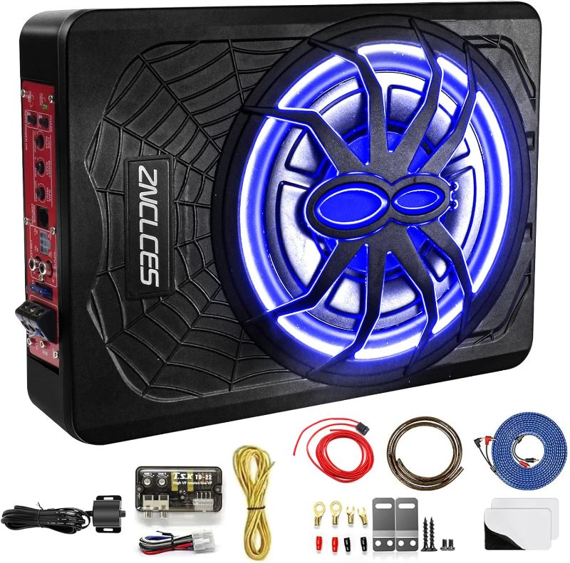 Photo 1 of 2025 Upgraded 10"1200W Slim Under Seat Powered Car Subwoofer, Car/Truck Sub Built in Amplifier for outstanding Heat Dissipation, Powerful bass and Blue LED Ambient Light enjoy Audio Experience
