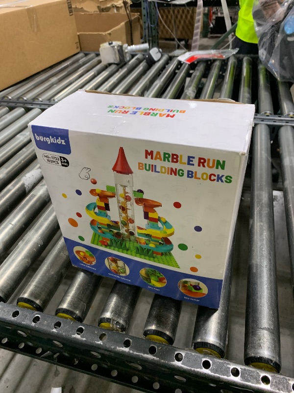 Photo 1 of Electric Marble Run with Automatic Elevator Lift - STEM Building Toy for Kids Ages 4-8, 102 PCS Construction Set with 10 Marbles & Transparent Track, Compatible with Standard Building Blocks