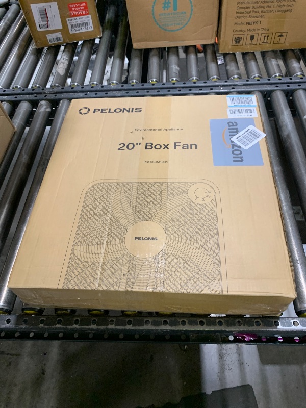 Photo 1 of PELONIS 20 Inch Box Fan – 3 Speeds, Window Fans, Floor or Tabletop, 25ft/s