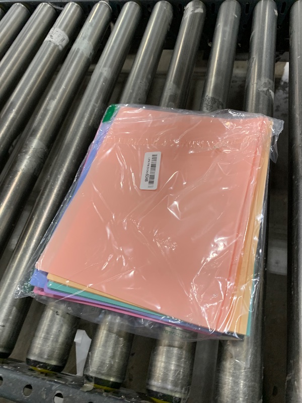 Photo 1 of Plastic Folders with Pockets and Prongs (6 Pack, Pastel Colors), 2-Pocket Poly Folders with 3 Hole Punch and Business Card Slot, Fits Letter Size Paper, for School, Office, or Home Use