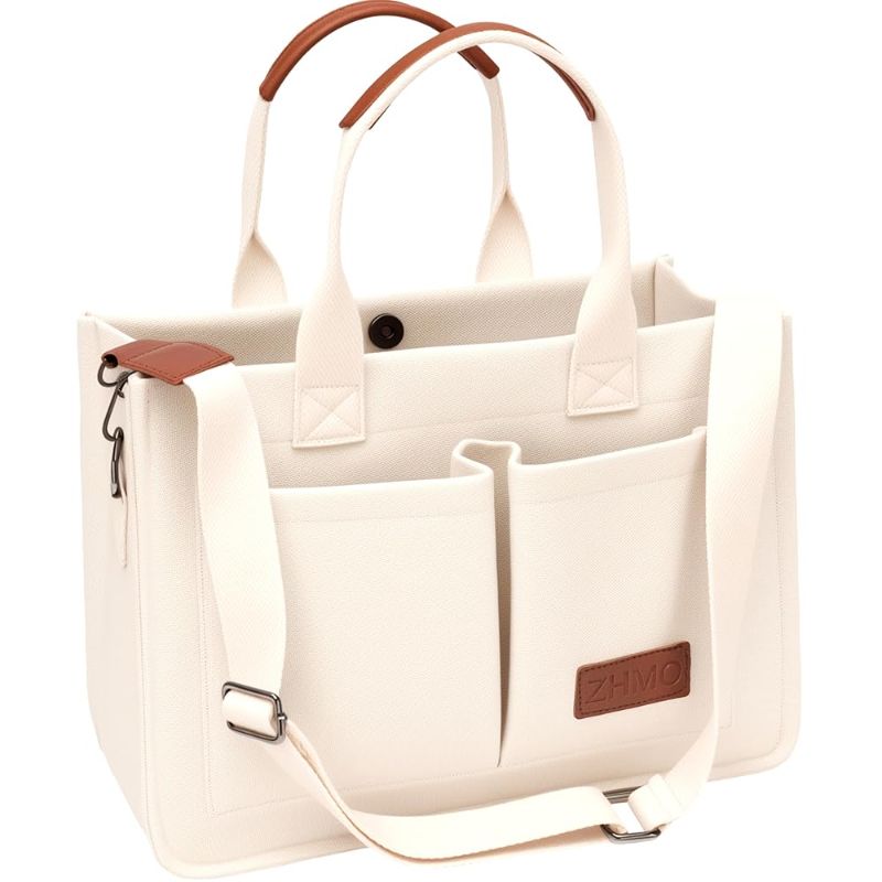 Photo 1 of Tote Bag for Women With Compartments and Zipper,Large Canvas Tote Women's Purse Crossbody Bags