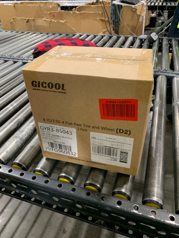 Photo 1 of GICOOL 4.10/3.50-4" Flat Free Tire and Wheel, 10" Heavy Duty Solid Tire, 5/8" Axle Bore Hole, 2.2" Offset Hub, for Hand Truck Garden Cart Wagon Trolley Dolly, 2 Pack