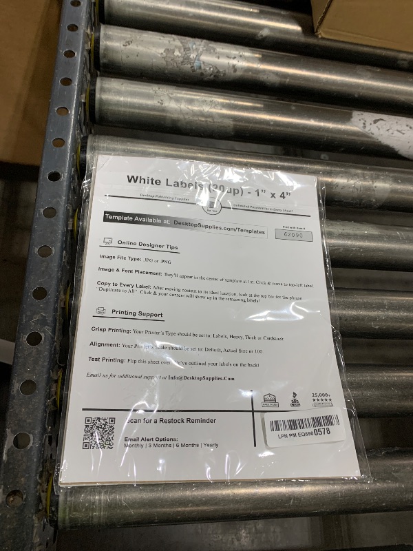 Photo 1 of 500 Blank White 1" x 4" Labels - 25 Sheets (20 Per Page)- Printable Mailing Address Stickers for Inkjet/Laser Printers