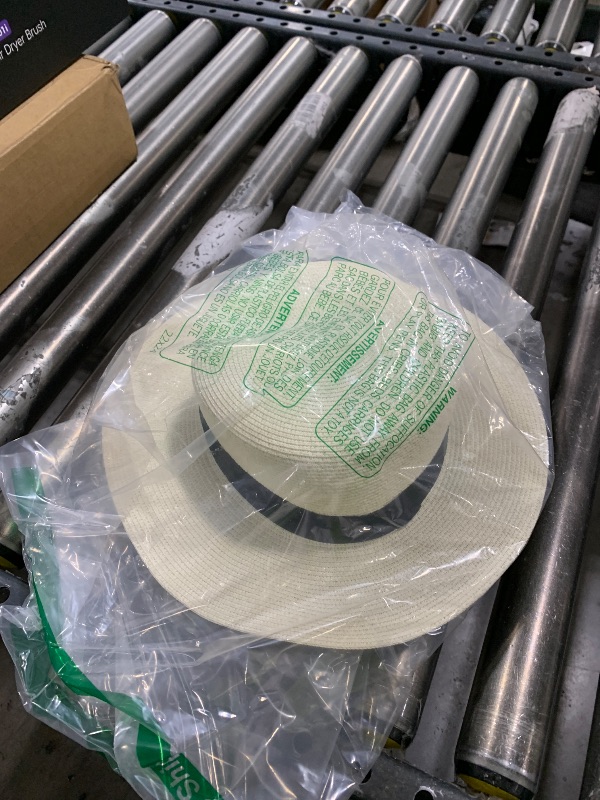 Photo 1 of Lanzom Sun Hats for Women Wide Brim Straw Boater Hat Foldable Packable Beach Hat for Summer (Ivory White, Medium)