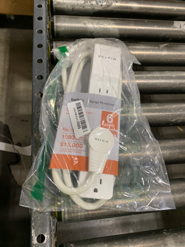 Photo 1 of Belkin 6-Outlet Surge Protector Power Strip, 6ft Cord, 360° Rotating Plug - 1080 Joules Protection