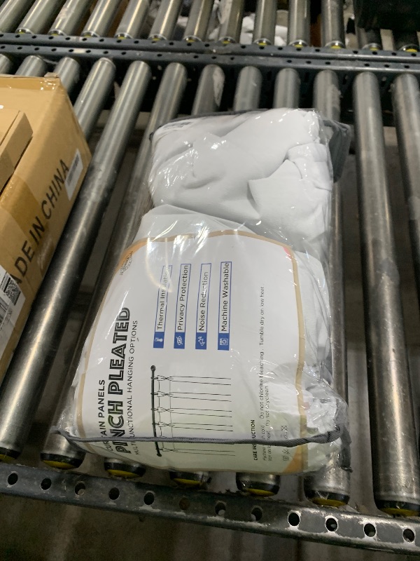 Photo 1 of 100% Blackout Shield Linen Look Textured Pinch Pleated Curtains Blackout Drapes 108 Inch Long 2 Panels Set, Faux Linen Blackout Curtains for Bedroom & Living Room, 40" W x 108" L, Bright White