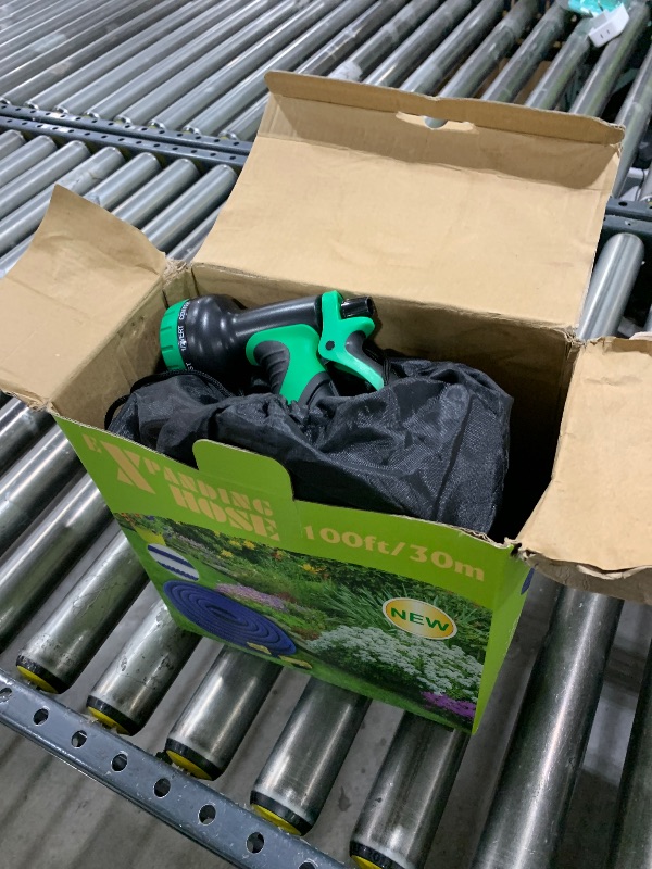 Photo 1 of 100 FT Expandable Garden Hose, Flexible Water Hose 100FT with Leakproof Solid Brass Fittings