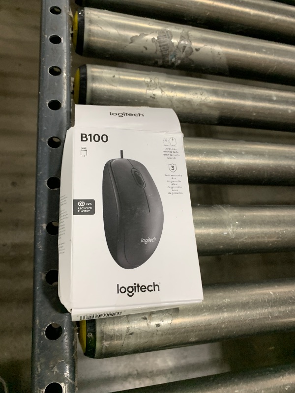 Photo 1 of Logitech B100 Wired Mouse for Computer and Laptop, USB Corded Mouse, Right or Left Hand Use - Black