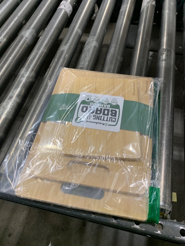 Photo 1 of Bamboo Cutting Boards for Kitchen [Set of 3] Wood Cutting Board for Chopping Meat, Vegetables, Fruits, Cheese, Knife Friendly Serving Tray 