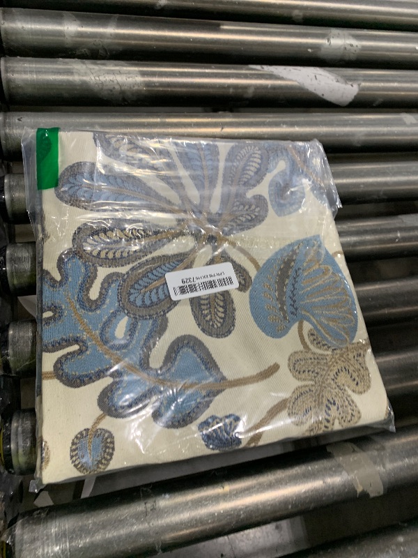 Photo 1 of Mika Home Set of 2 Jacquard Tropical Leaf Pattern Throw Pillow Covers Decorative Pillowcase 22X22 Inches,Blue Cream
