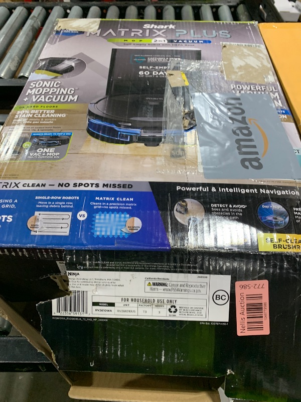Photo 1 of Shark Matrix Plus 2in1 Robot Vacuum & Mop with Sonic Mopping, Matrix Clean, Home Mapping, HEPA Bagless Self Empty Base, CleanEdge, for Pet Hair, Wifi, Black/Silver (RV2610WA)
