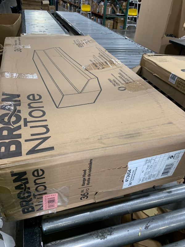 Photo 1 of Broan-NuTone 413604 Non-Ducted Ductless Range Hood Insert with Light, Exhaust Fan for Under Cabinet, 36-Inch, Stainless Steel