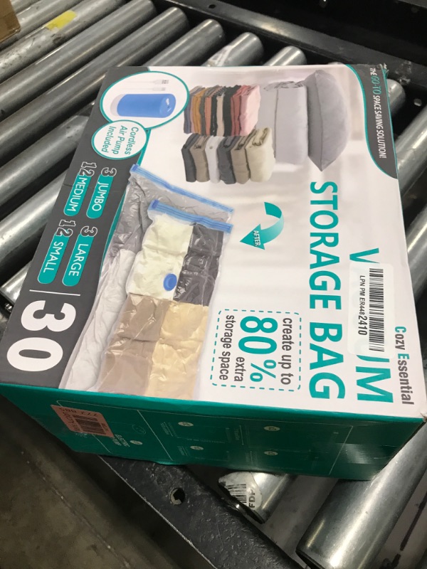 Photo 1 of Vacuum Storage Bags with Electric Pump, 30 Pack (3 Jumbo/3 Large/12 Medium/12 Small) Vacuum Seal Space Saver Bags for Clothing, Pillows, Blanket, Bedding, Comforters