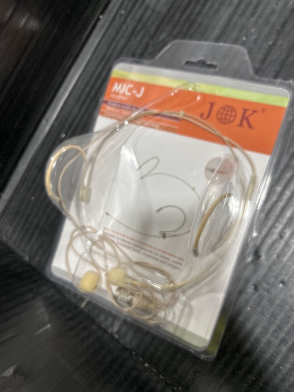 Photo 1 of J K MIC-J 069 Earhook Headworn Headset Unidirectional Microphone Compatible with Audio Technica Wireless Bodypack Transmitter - Hirose 4Pin Plug