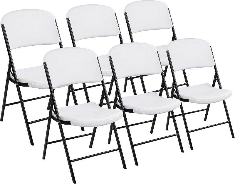 Photo 1 of 6 Pack Folding Chairs, Heavy Duty Foldable Plastic Chair with Steel Frame for Indoor Outdoor Dinning Home Use
