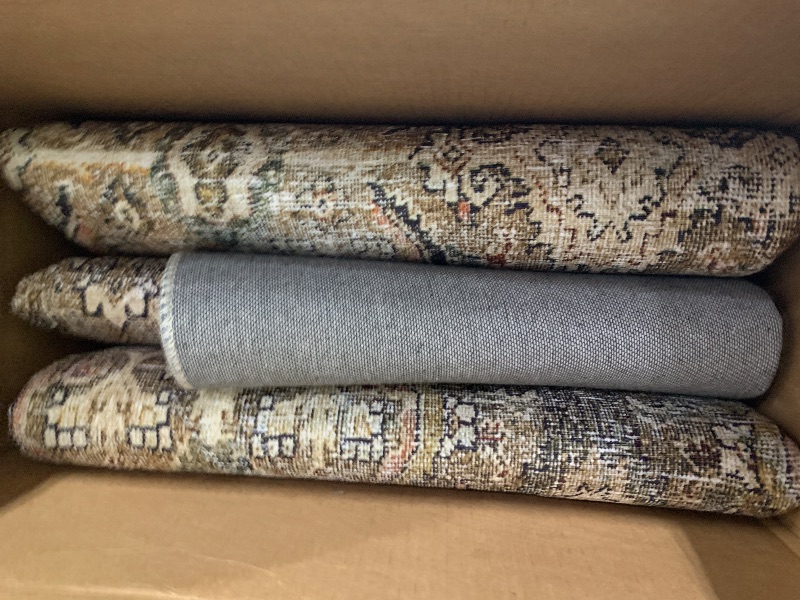Photo 1 of Loloi Layla Collection LAY-03 Olive/Charcoal 9'-6" x 14' .13" Thick Area Rug, Soft, Durable, Vintage Inspired, Distressed, Low Pile, Non-Shedding, Easy Clean, Printed, Living Room Rug