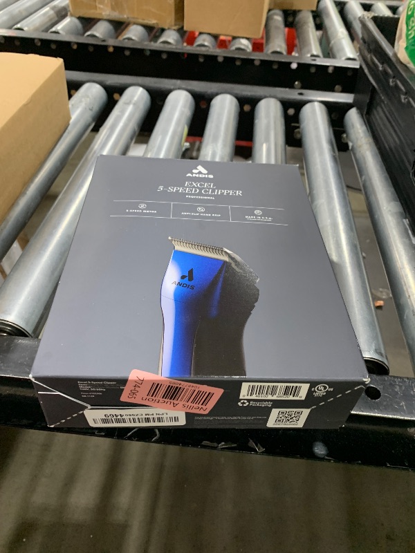 Photo 1 of Andis 68520 Excel Professional 5-Speed Detachable Blade Clipper Kit - Animal/Dog Grooming, Rotary Motor, Soft-Grip Anti-Slip Housing, 14-Inch Cord, for All Coats & Breeds, SMC, Blue