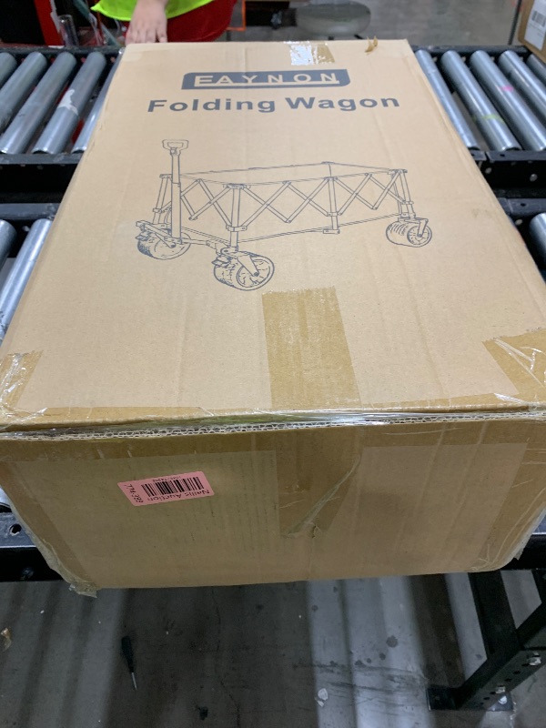 Photo 1 of 42" L Collapsible Foldable Wagon, 500LB Weight Capacity with 220L Heavy Duty Folding Cart,Utility Wagon with Big All-Terrain Beach Wheel, Drink Holders and 2 Bungee Cords,Black