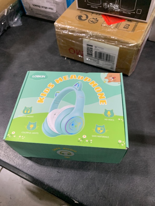Photo 1 of LOBKIN Kids Bluetooth Headphones,Over Ear Kids Headphones Wireless with Mic 50H Playtime Colorful LED Lights AUX Cord 94dB Safe Volume Limited Foldable Design for Boy Girl Travel/School/iPad