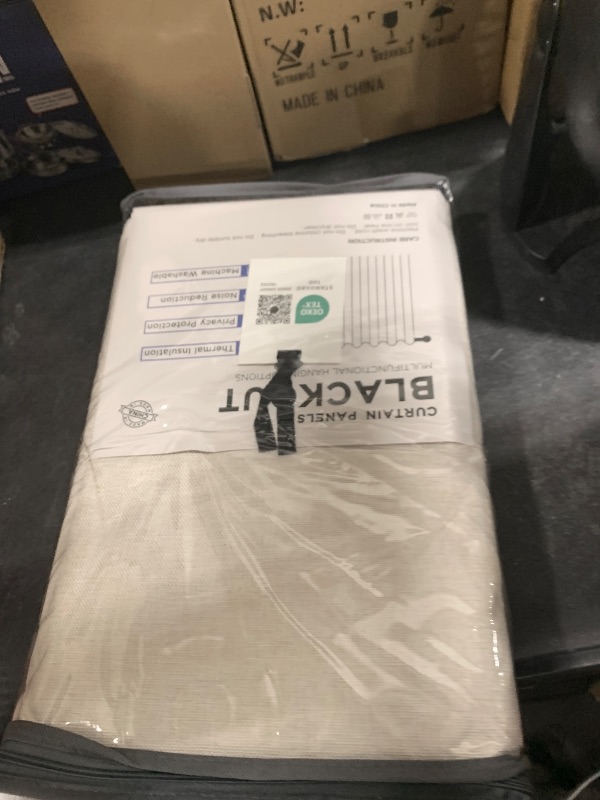 Photo 1 of 100% Blackout Shield Linen Blackout Curtains for Bedroom 84 Inches Long, Back Tab/Rod Pocket Living Room Drapes, Thermal Insulated Blackout Curtains 2 Panels Set, 50" W x 84" L, Cream