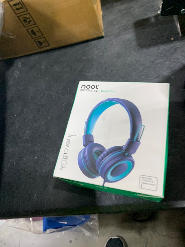Photo 1 of Kids Headphones - noot products K11 Foldable Stereo Tangle-Free 3.5mm Jack Wired Cord On-Ear Headset for Children/Teens/Boys/Girls/Smartphones/School/Kindle/Airplane Travel/Plane/Tablet (Navy/Teal)