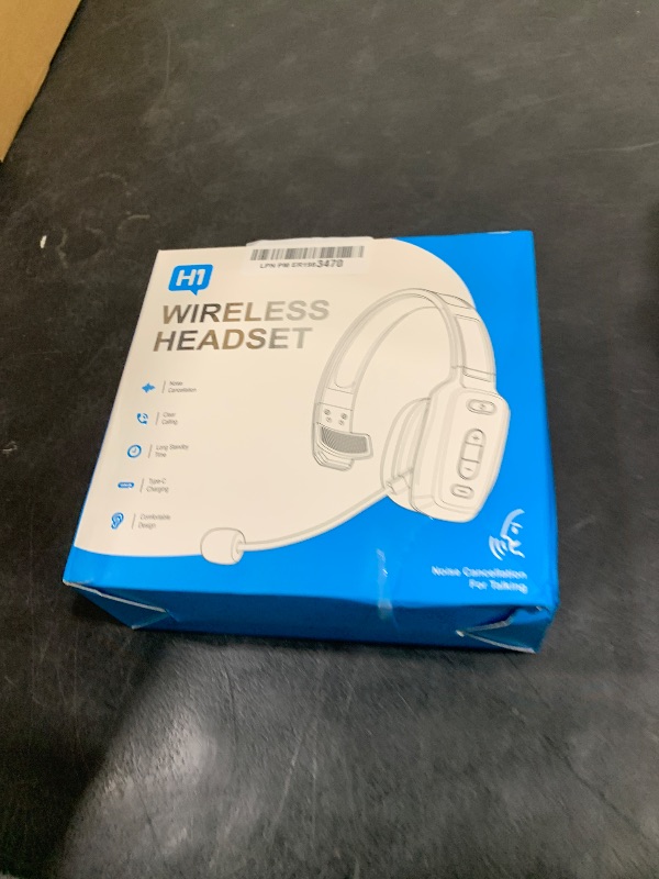 Photo 1 of LEAYU Bluetooth Headset, 60hrs Noise Canceling V5.2 Over Head Headphones, Single Ear Trucker Wireless Headset with Mic, Mute Button, Multipoint, for Phones PC Computer Truck Driver Office Work - Black