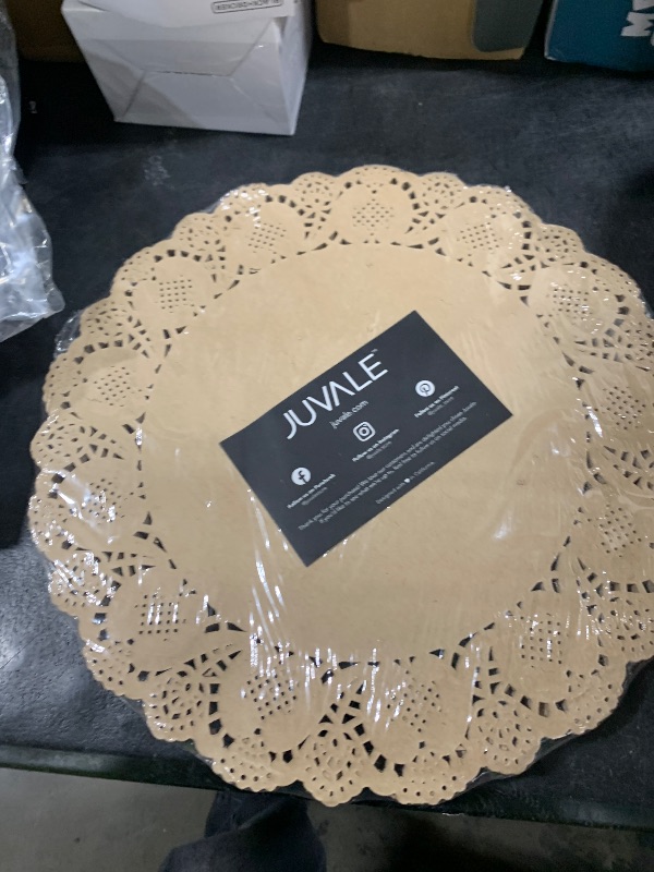 Photo 1 of Juvale Paper Placemats - 12-Inch Round, Brown, 250 Count - Disposable Placemats & Lace Doilies - Paper Chargers for Dinner Plates - Tea Party Decorations & Wedding Table Decor