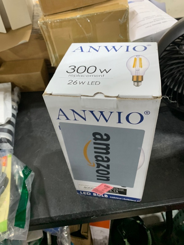 Photo 1 of ANWIO LED ED28 Filament High Brightness Bulb, 26W(300W Incandescent Equivalent) Nondimmable 4000K Neutral White Light with E26 Medium Base, 4000Lm Alternative for HID/HPS/Metal Halide Bulb