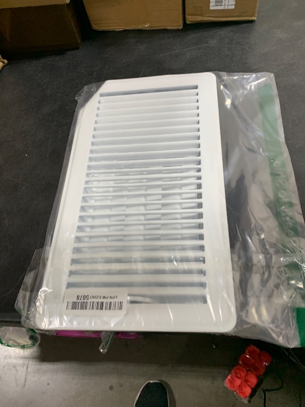 Photo 1 of EZ-FLO 6 x 12 Inch (Duct Opening) Floor Register Vent Cover, One-Way Ventilation Register Diffuser, Solid Steel HVAC Air Vent Cover, White, 61638