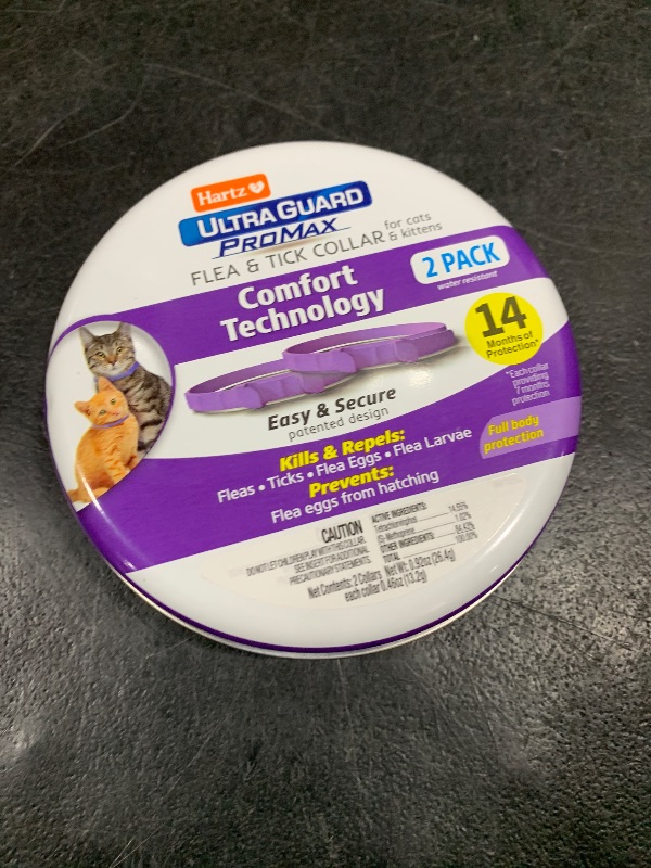 Photo 1 of Hartz UltraGuard ProMax Flea & Tick Collar for Cats I 14 Months Protection I Soft & Comfortable | Flea & Tick Prevention I 2 Pack