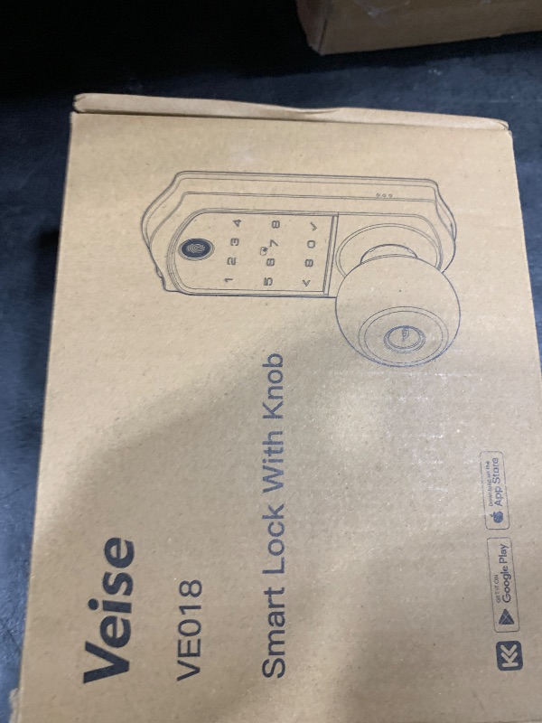Photo 1 of Veise VE018 Smart Knob Handle Lock - Fingerprint, App Control, Keyless Entry for Front Door and Bedroom, Electronic Digital Keypad, Auto Lock, Remote Access Sharing, IP55 Weatherproof, Satin Nickel
