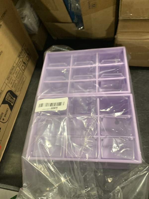Photo 1 of Wenqik 2 Pcs Mini Storage Drawers Teacher Toolbox Organizer with 9 Clear Drawers Small Plastic Desktop Teacher Desk Craft Organizer for Classroom Office 7" x 3. 9" x 4. 7"(Purple)
