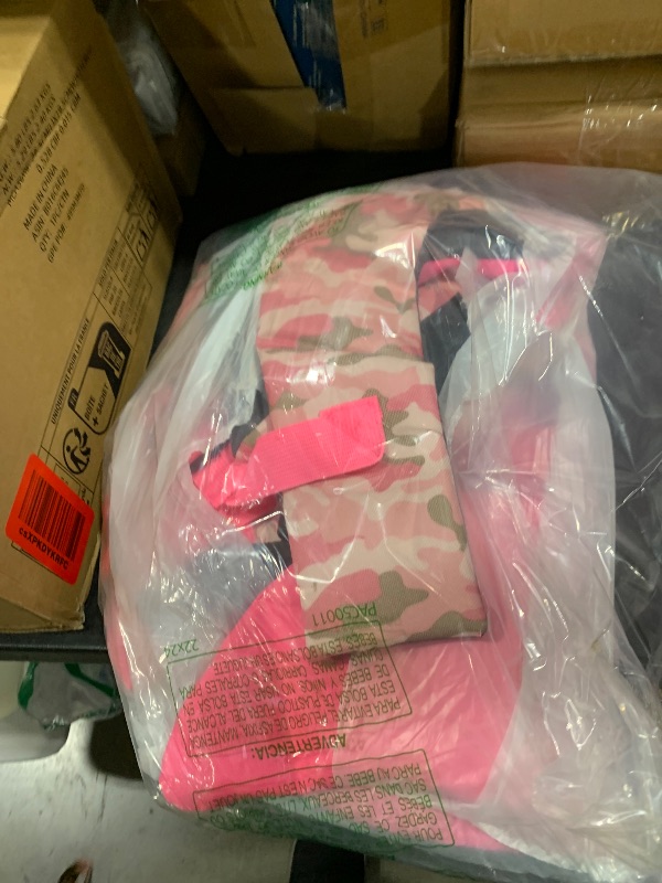 Photo 1 of Queenmore Dog Life Jacket Ripstop Dog Shark Safety Vest Adjustable Preserver with High Buoyancy and Durable Rescue Handle for Small,Medium,Large Dogs, Pink Camouflage XX-Large