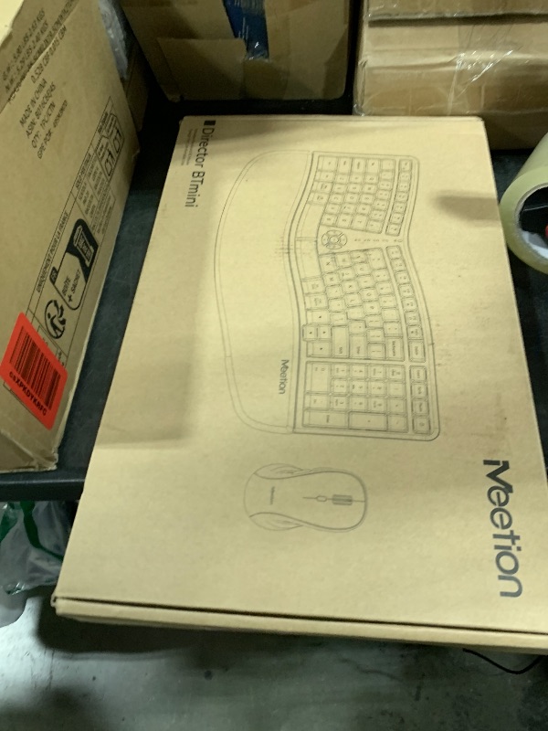 Photo 1 of MEETION Ergonomic Wireless Keyboard and Mouse Combo, 2.4G Curved Compact Keyboard with Cushioned Palm Rest, 4 Level DPI Adjustable Wireless Mouse, for Windows/Mac/Desktop/Laptop/PC, Gray Black
