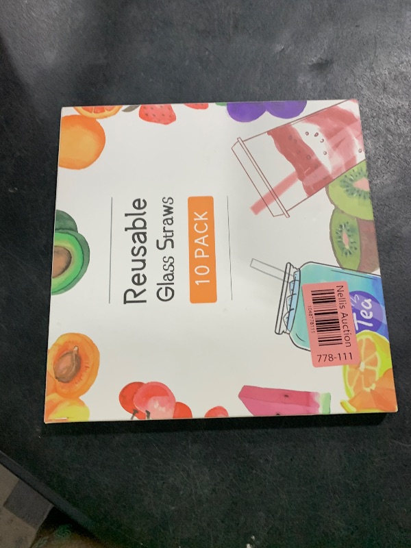 Photo 1 of 10 Pcs Reusable Clear Glass Smoothie Straws,9''x12 mm Wide Glass Straws Shatter Resistant for Milkshakes,Tea,Juice,Set of 5 Straight and 5 Bent with 2 Cleaning Brushes -Dishwasher Safe