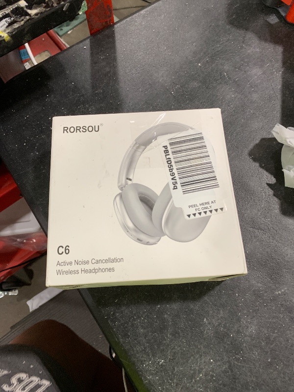 Photo 1 of RORSOU C6 Active Noise Cancelling Headphones, Wireless Over Ear Bluetooth Headphones, 60H Playtime, Lightweight Folding Deep Bass Comfort Fit Ear Cups Headset with Mic for iPad/Travel/PC/Home Silver