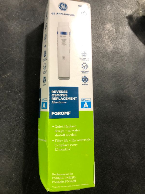 Photo 1 of GE Profile FQROMF Under Sink Water Filter, Filter for Reverse Osmosis System, Reduces Sediment, Rust & Other Impurities from Water, Replace Yearly for Best Results, 1 Membrane, White