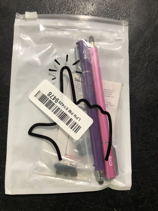 Photo 1 of Bargains Depot (2 Pcs) [New Upgraded][0.18-inch Small Tip Series] 2-in-1 Stylus/Styli 5.5-inch L with 10 Replacement Rubber Tips -Purple/Pink