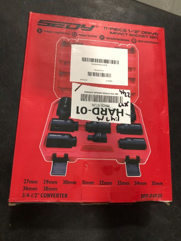 Photo 1 of 1/2 Drive Deep Impact Socket Set: 11-Piece Metric Size Wheel Axle Nut Wrench Metric Large Jumbo 27mm 29mm 30mm 31mm 32mm 33mm 34mm 35mm 36mm 38mm Spindle Joint High Torque Truck Bearing Locknut