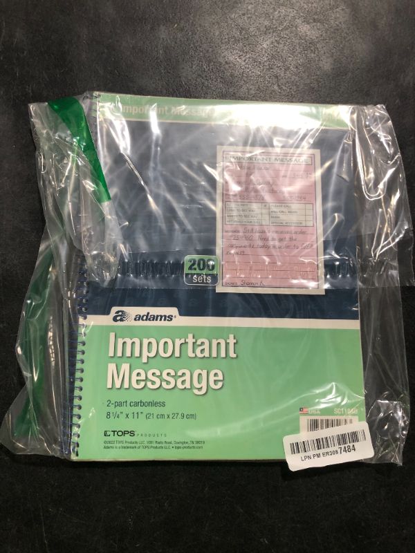 Photo 1 of Adams Spiral Bound Phone Message Book, Carbonless Duplicate, 4 Messages per Page, 200 Sets per Book (SC1184D)