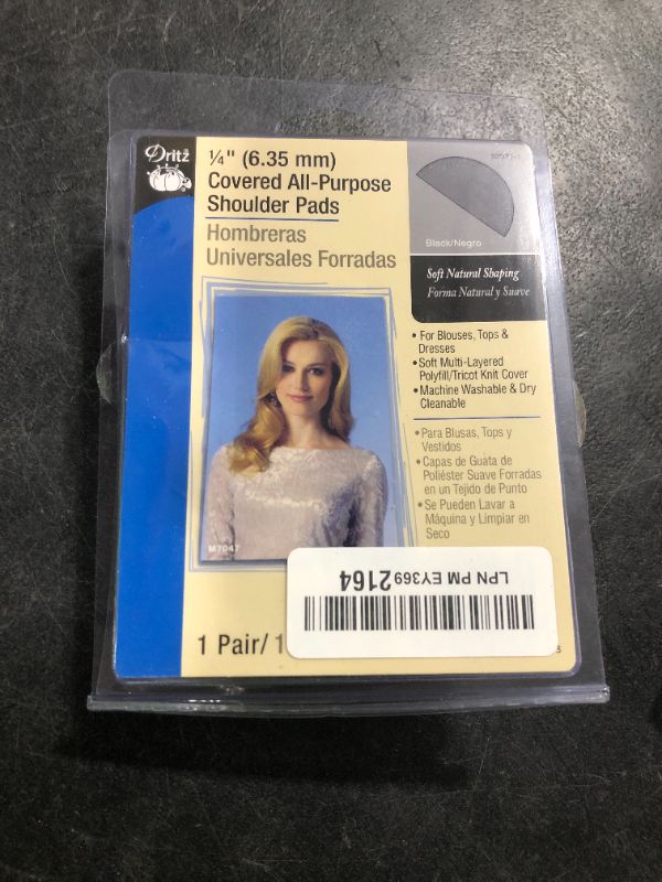 Photo 1 of Dritz 103549 53071-1 Shoulder Pads, Covered All-Purpose, 1/4", Black