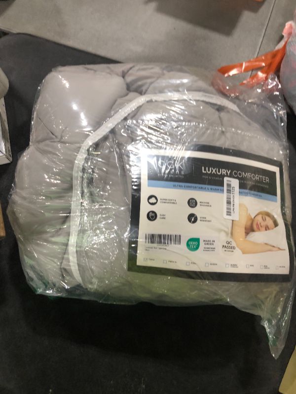 Photo 1 of Twin Size, Light Gray Alternative Down Comforter - Warm, Lightweight, Luxury, & Breathable Hotel Quality Bedding Set - All Season Fluffy and Cozy Oversized Cooling Microfiber Duvet Insert Comforter