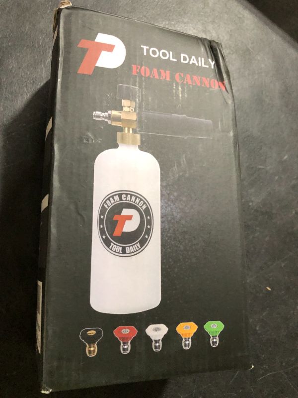Photo 1 of Tool Daily Foam Cannon with 1/4 Inch Quick Connector, 1 Liter, 5 Pressure Washer Nozzle Tips