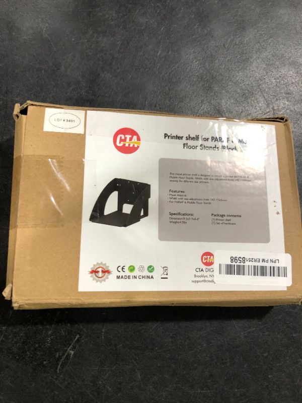 Photo 1 of CTA Digital Printer Shelf Add-On Secure Printer Shelf with Mounting Bracket for PAD-PARAF Premium Locking Floor Stand Kiosks - Black (ADD-PARAPRT)