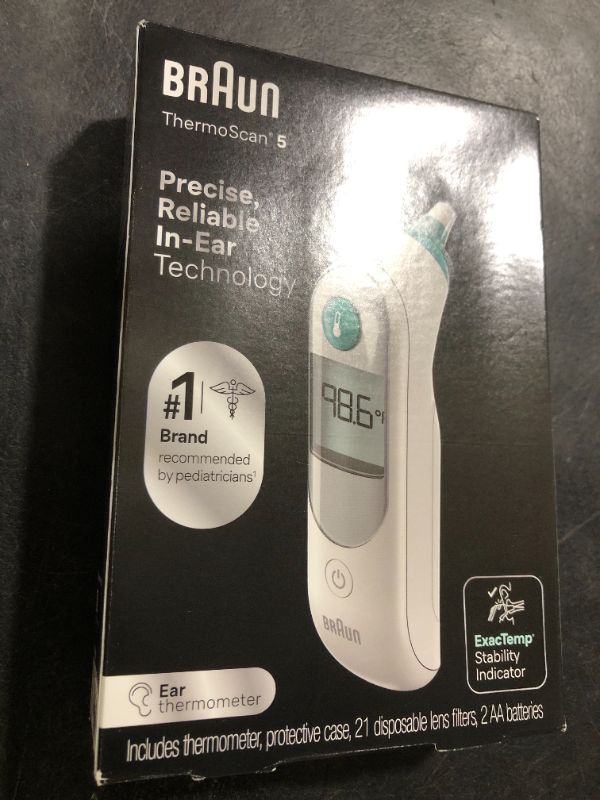 Photo 1 of Braun ThermoScan 5 Ear Thermometer - ExacTemp Stability Indicator for Professional Accuracy, Digital Display, Baby and Infant Friendly, No.1 Brand Recommended by Pediatricians