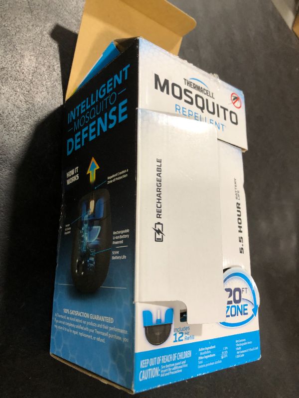 Photo 1 of Thermacell E55 E-Series Rechargeable Mosquito Repeller with 20' Mosquito Protection Zone; Blue; Includes 12-Hr Repellent Refill; Bug Spray Alternative; Scent Free; No Candle or Flame