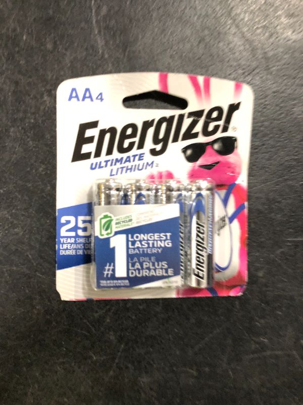 Photo 1 of Energizer Ultimate Lithium AA Batteries (4 Pack), 1.5V Lithium Double A Batteries